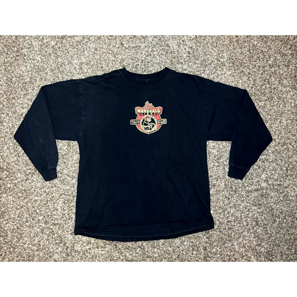Vintage Y2K Fire Marshall Jimmy Funny Graphic Tee Fireman Long Sleeve Size XL